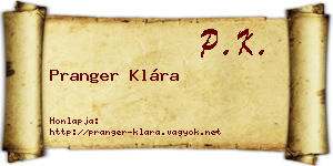 Pranger Klára névjegykártya